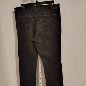 Levi's 505 Women's Black Jeans Size 12 Short Straight Leg Stretch Denim